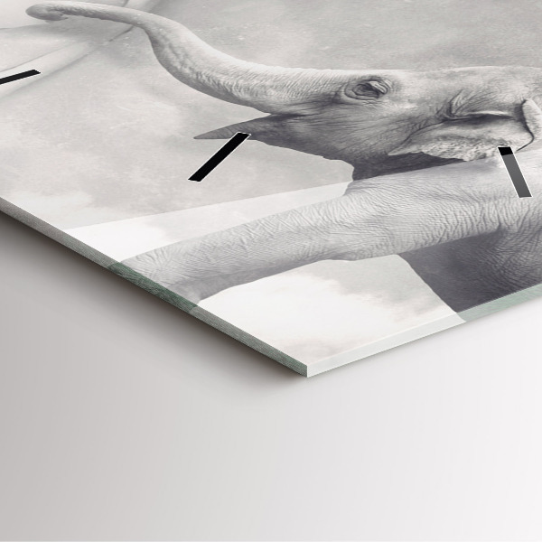 Horloge carrée en verre Éléphant