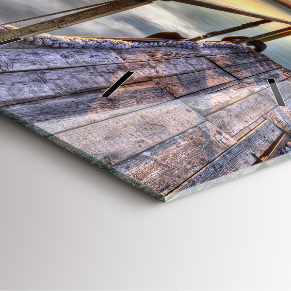 Horloge carrée en verre Coucher de soleil sur le lac