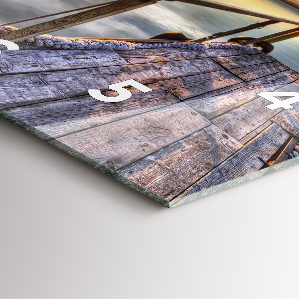 Horloge carrée en verre Coucher de soleil sur le lac