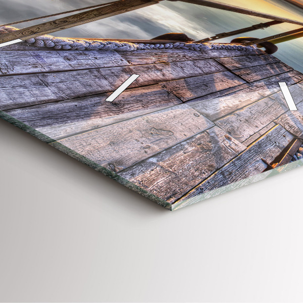 Horloge carrée en verre Coucher de soleil sur le lac