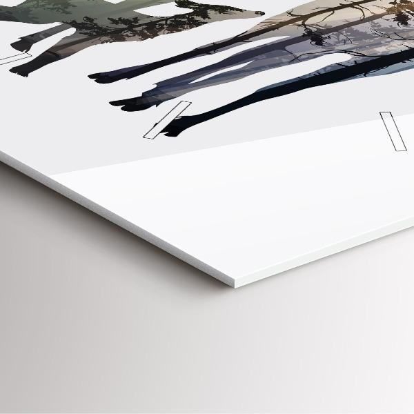 Horloge carrée en verre Famille des cerfs