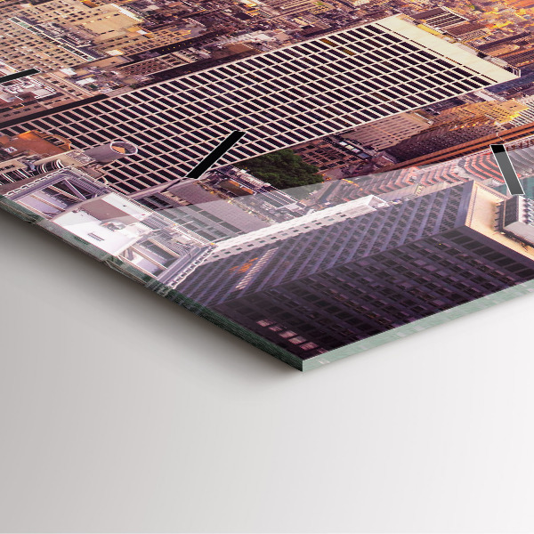 Pendule carrée en verre Coucher de soleil à New York