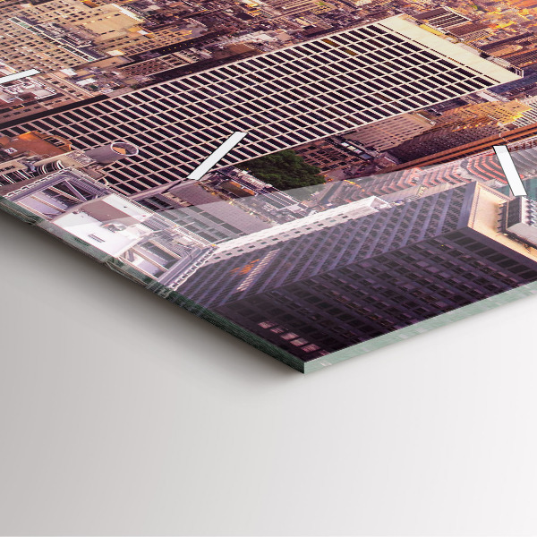 Pendule carrée en verre Coucher de soleil à New York