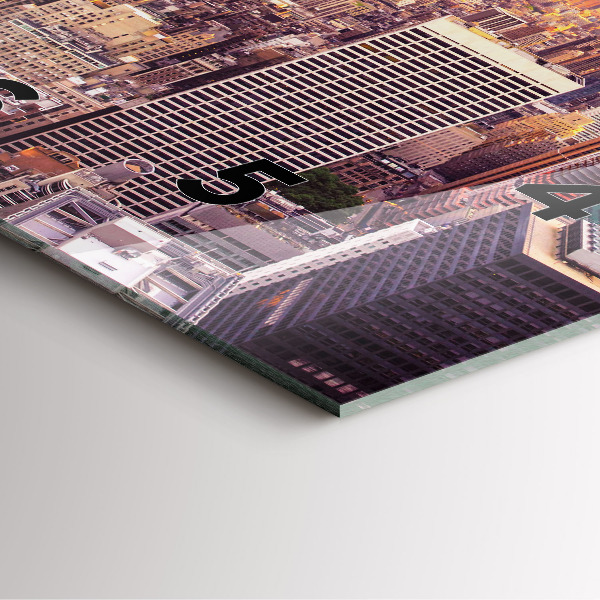 Pendule carrée en verre Coucher de soleil à New York