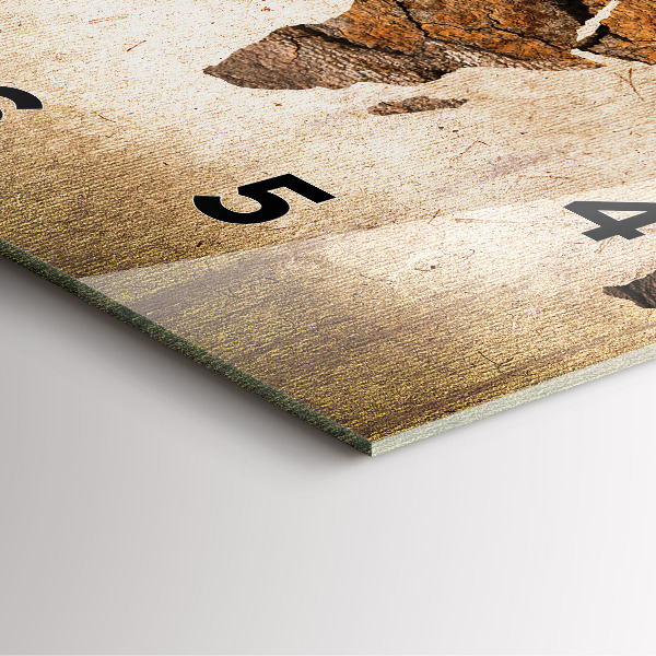 Pendule carrée en verre Carte du monde vintage