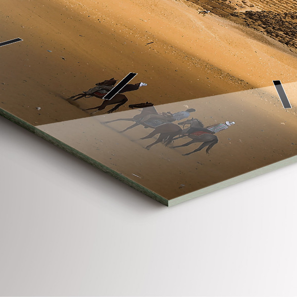 Horloge murale carrée Pyramides et coucher de soleil