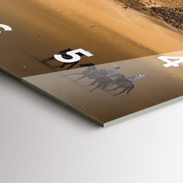 Horloge murale carrée Pyramides et coucher de soleil