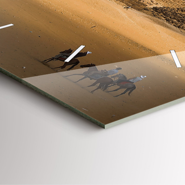 Horloge murale carrée Pyramides et coucher de soleil