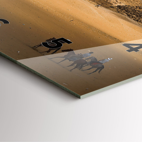 Horloge murale carrée Pyramides et coucher de soleil