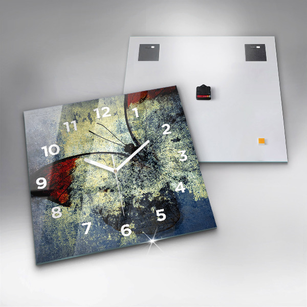 Pendule carrée en verre Papillon style vintage