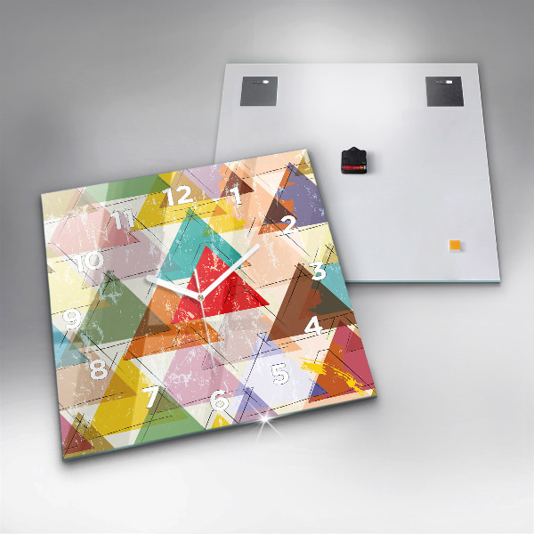 Pendule carrée en verre Triangles géométriques