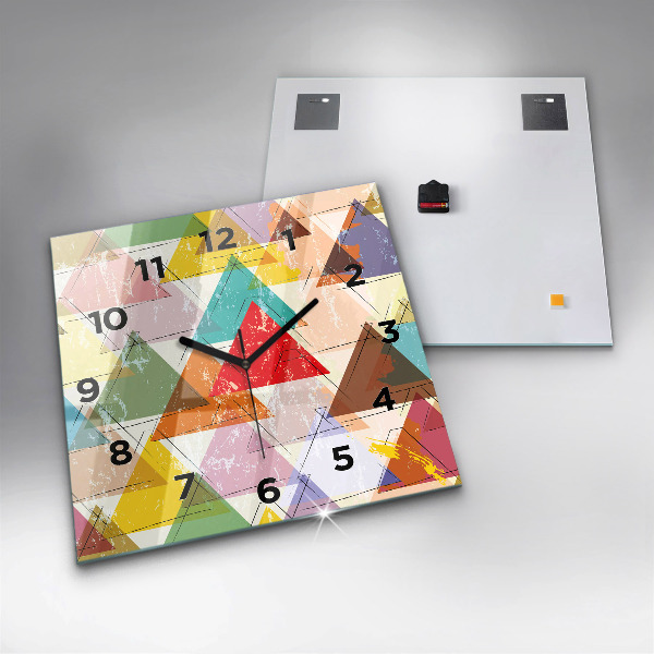Pendule carrée en verre Triangles géométriques