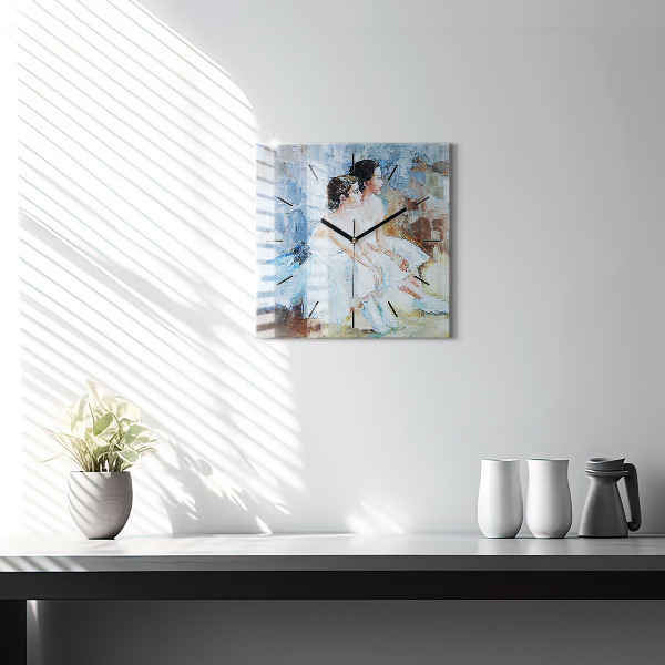 Pendule carrée en verre Jeunes ballerines