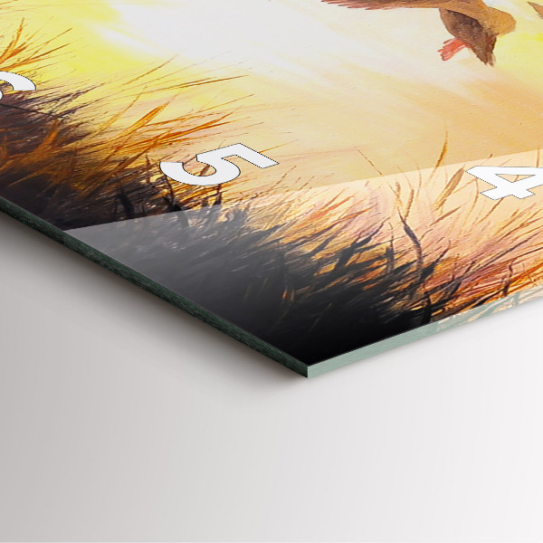 Pendule carrée en verre Grues au coucher du soleil