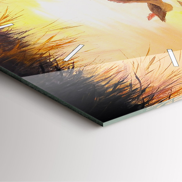 Pendule carrée en verre Grues au coucher du soleil