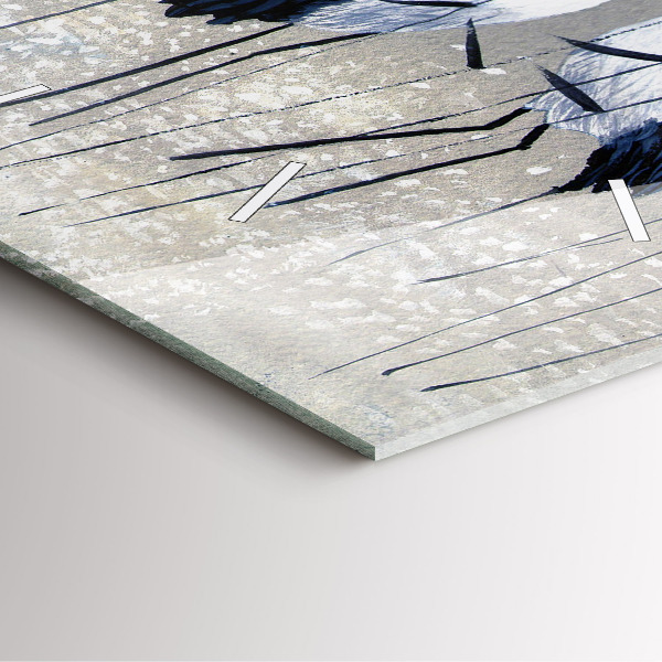 Pendule carrée en verre Grues dans les roseaux