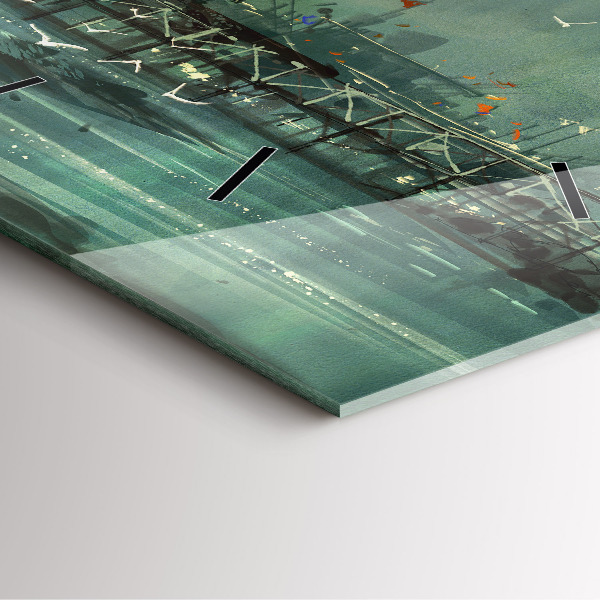 Pendule carrée en verre Village de pêcheurs