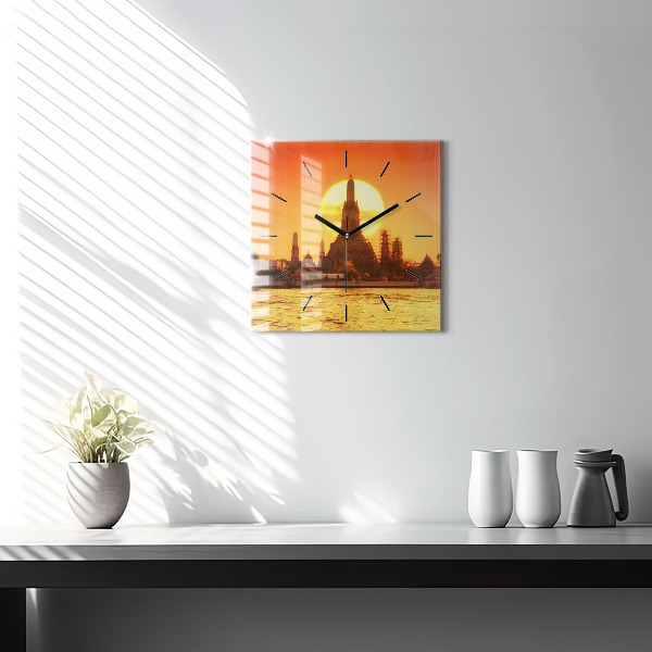 Pendule carrée en verre Wat Arun, Bangkok, Thaïlande