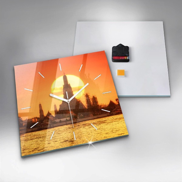 Pendule carrée en verre Wat Arun, Bangkok, Thaïlande