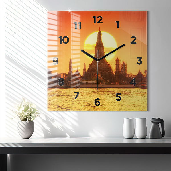 Pendule carrée en verre Wat Arun, Bangkok, Thaïlande