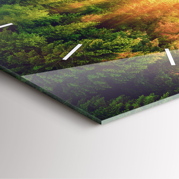 Pendule carrée en verre Coucher de soleil sur les collines