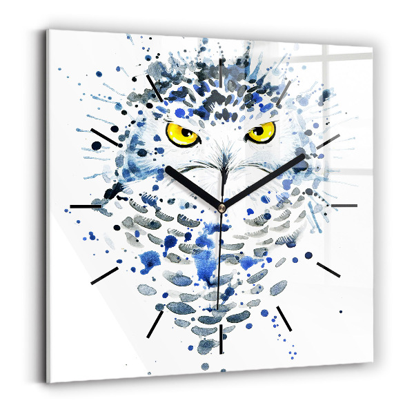 Pendule carrée en verre Regard de hibou