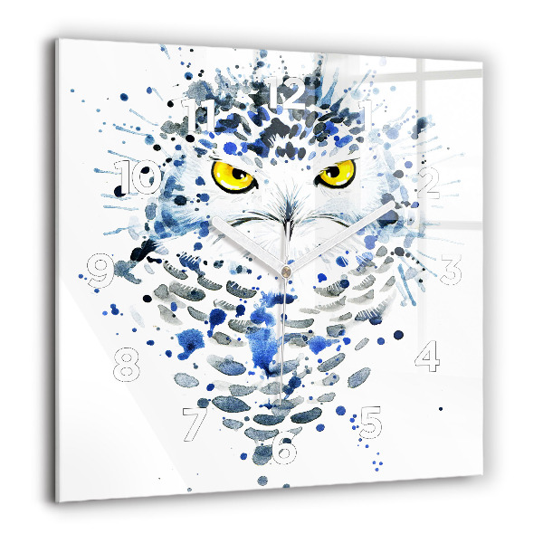 Pendule carrée en verre Regard de hibou