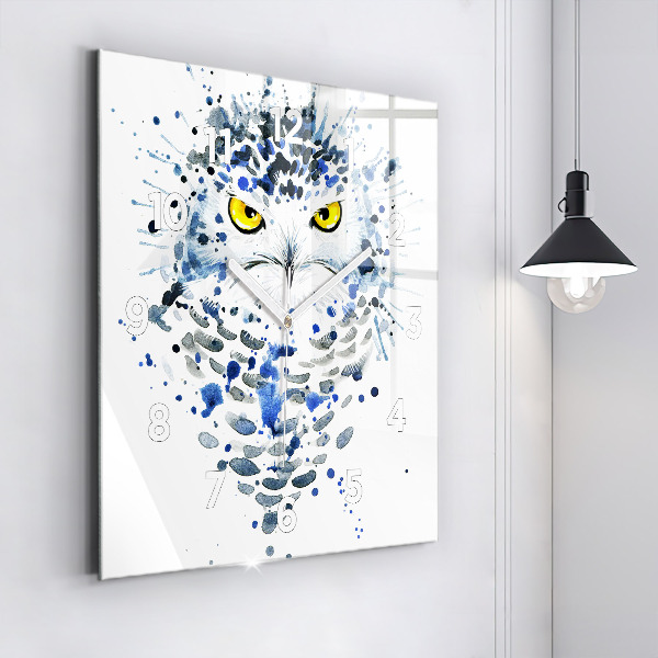 Pendule carrée en verre Regard de hibou