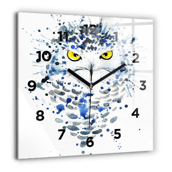Pendule carrée en verre Regard de hibou
