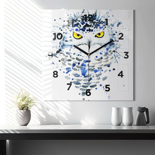 Pendule carrée en verre Regard de hibou