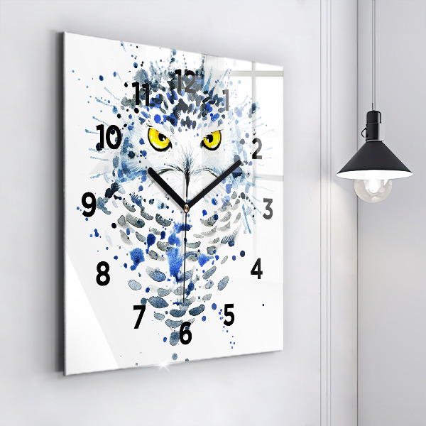 Pendule carrée en verre Regard de hibou