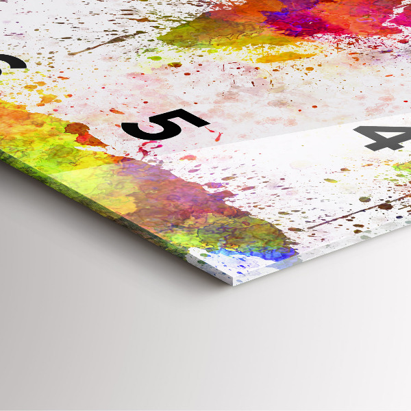 Pendule carrée en verre 'Carte du monde à l''aquarelle'