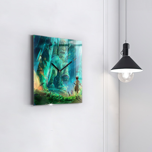 Pendule carrée en verre Enfants dans la forêt