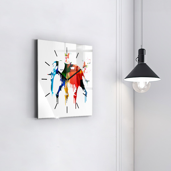 Pendule carrée en verre Éléphant peint en couleurs