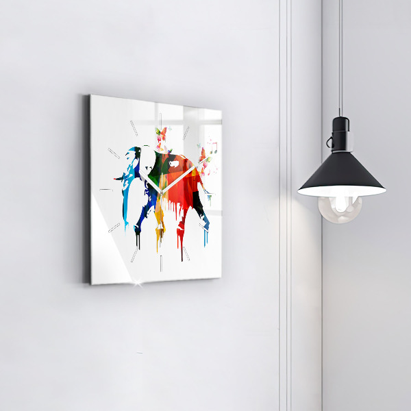 Pendule carrée en verre Éléphant peint en couleurs