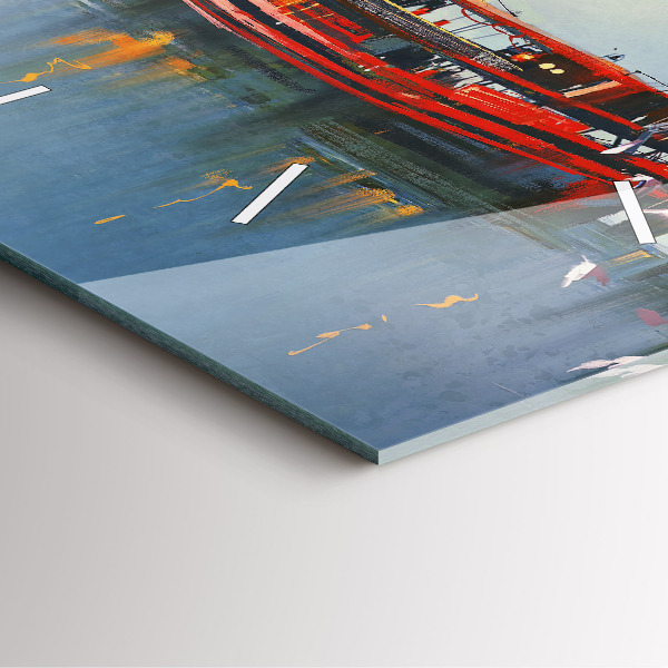 Pendule carrée en verre Bateau de pêche au port