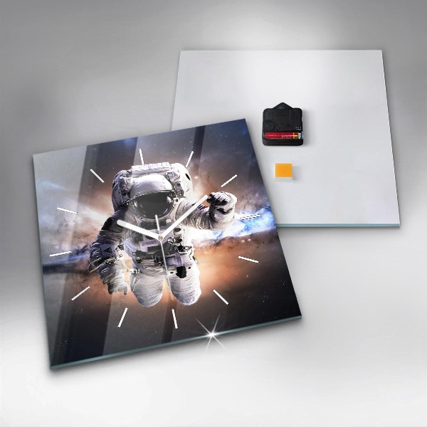 Pendule carrée en verre 'Astronaute dans l''espace'