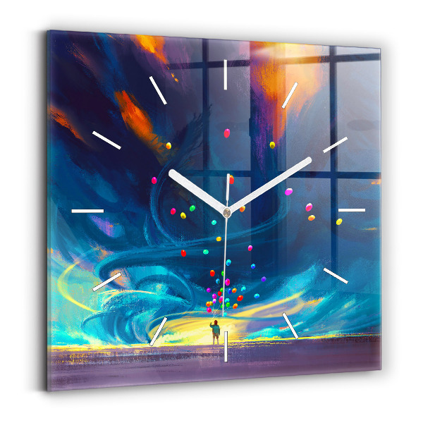 Pendule carrée en verre Bébé et ballons