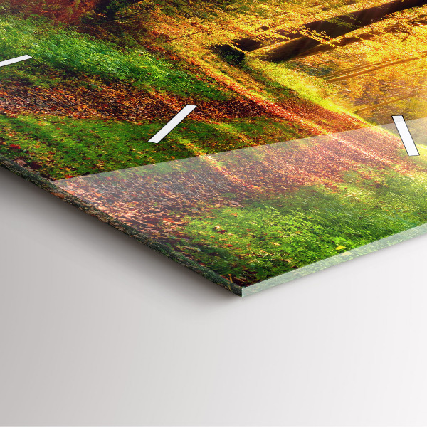 Pendule carrée en verre 'Paysage de forêt d''automne'