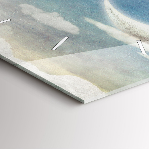 Pendule carrée en verre Fille sur la lune