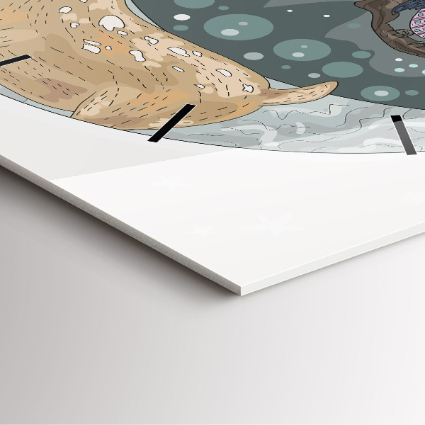 Pendule carrée en verre Les animaux nocturnes et la lune