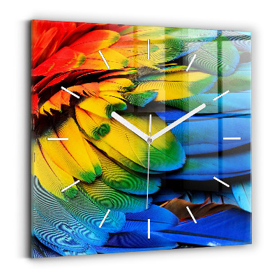 Pendule carrée en verre 'Ailes d''oiseaux colorées'