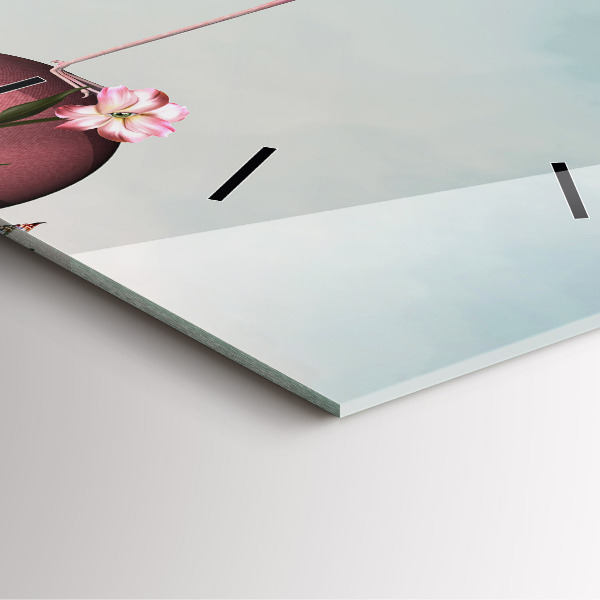 Pendule carrée en verre Flamant rose surréaliste