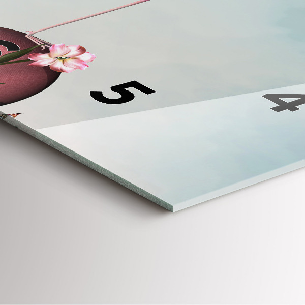 Pendule carrée en verre Flamant rose surréaliste