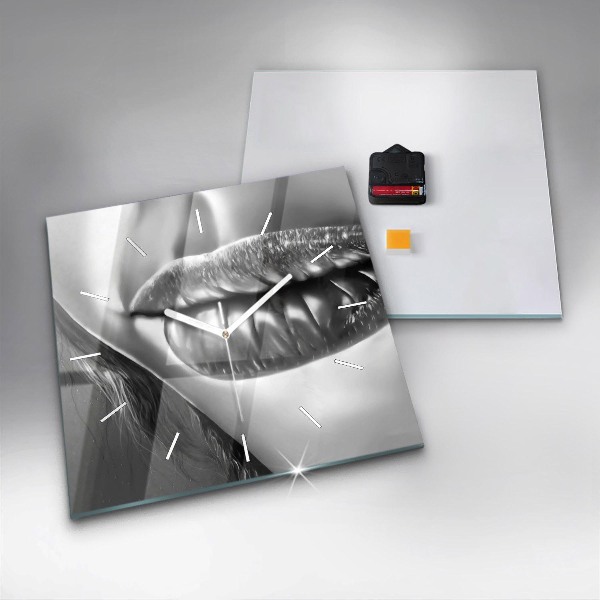 Horloge murale carrée Les lèvres de la femme