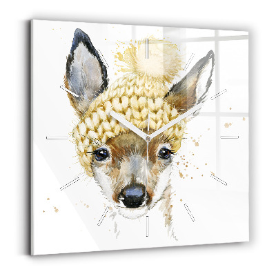 Pendule carrée en verre Un cerf