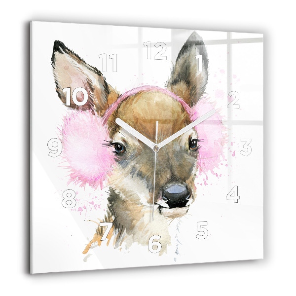 Pendule carrée en verre Cerf des forêts