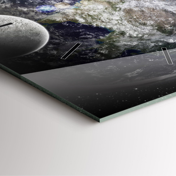 Horloge murale carrée Terre Lune Soleil