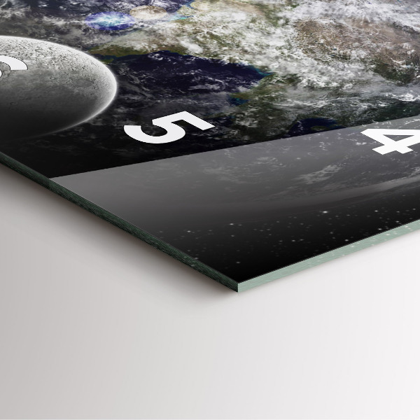 Horloge murale carrée Terre Lune Soleil