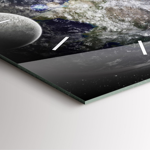 Horloge murale carrée Terre Lune Soleil